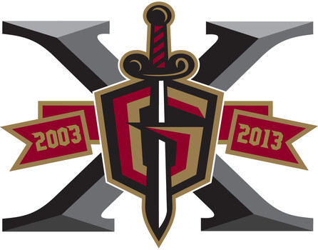 gwinnett gladiators 2012 anniversary logo iron on heat transfer